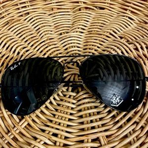 Gunmetal Ray-Ban sunglasses.